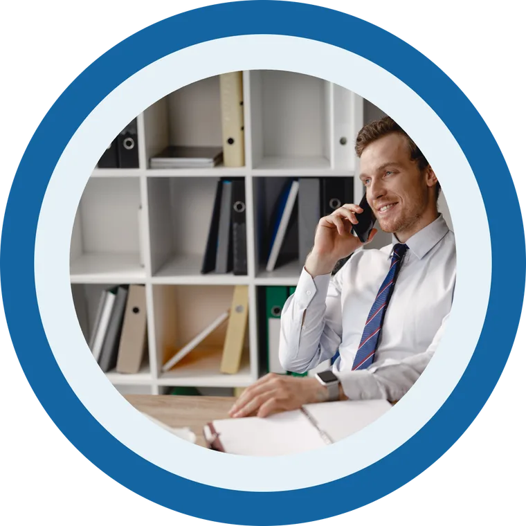 Taking a call at a desk, seeing which Smart Number the caller dialled
