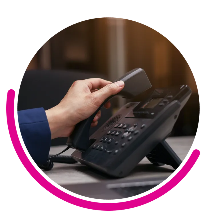 A desk handset ringing alongside the rest of the team