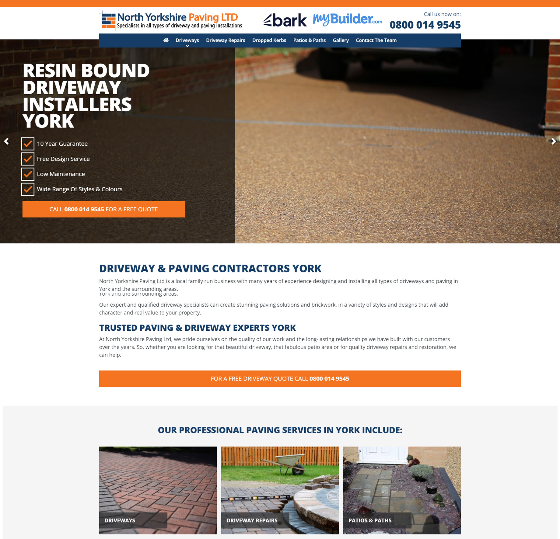 Driveways and patios contractor website designers near [city]