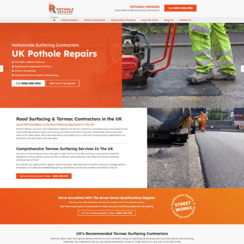 Pothole repair website designer in Totton